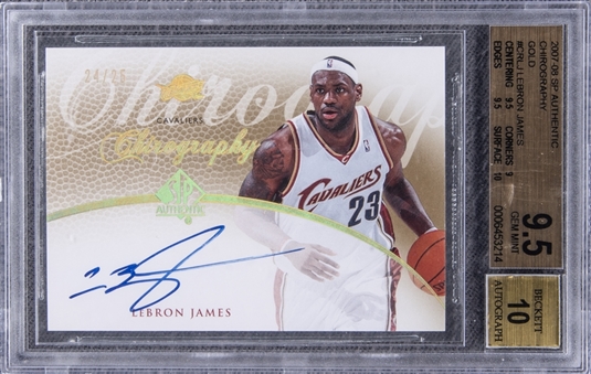 2007-08 SP Authentic "Chirography" Gold #CRLJ LeBron James Signed Card (#24/25) – BGS GEM MINT 9.5/BGS 10